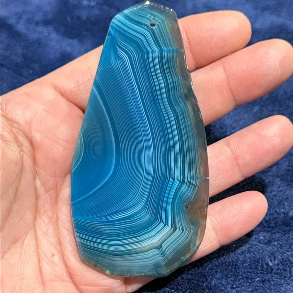 Blue Banded Agate Pendant Slice - Picture 1 of 6